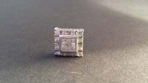 lot 249 image: small square sterling silver piece with tiny stones - diamonds