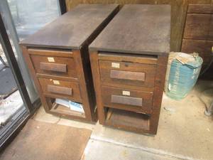 (GH) 2 Vintage Wood Cabinets with D...