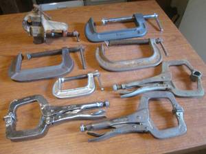 (K) Assorted Clamps and Small Vise...