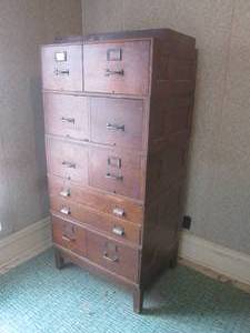 (UR2) Large Vintage Wood File Cabin...