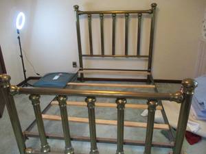 lot 243 image: Full Size Brass Bedframe...