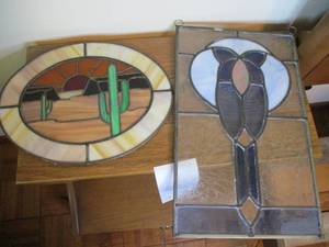 lot 297 image: 2 Pieces of Stained Glass wall hang...