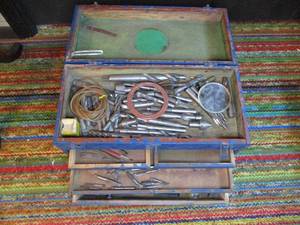 lot 315 image: Vintage Wood Tool Box with all Tool...