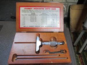 lot 316 image: Vintage Starret Micrometer Depth Ga...
