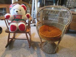 lot 39 image: 2 Kids Size Chairs Wood Rocking Cha...