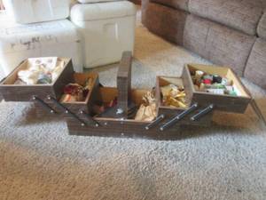 lot 56 image: Sewing Kit Organizer Box with All C...