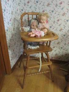 lot 73 image: 120 Year Old Antique Wood High Chair