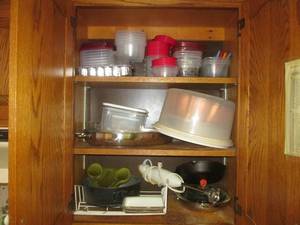 lot 88 image: Contents of Cabinet - Cast Iron Pan...