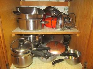 lot 94 image: Contents of Cabinet - Pots and Pans...