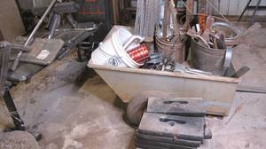 lot 828 image: Weight Lifting Bench, Pull Behind Trailer for Lawnmower