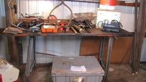 lot 26 image: Table Top full of items for Garage.
