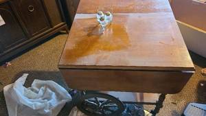 lot 408 image: Wooden Butlers Serving Cart with l...