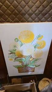 lot 427 image: Light up Dandelion canvas wall art...