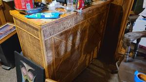 lot 436 image: Tiki style wicker and bamboo covere...