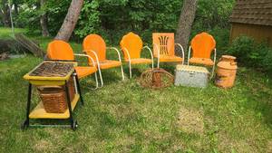 lot 458 image: Set of vintage bright orange lawn c...