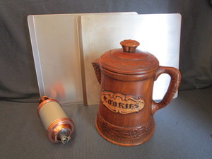 lot 20 image: Cookie Sheets, Press & Jar