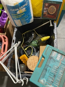 lot 36 image: Assorted Tools and Hardware with Tote