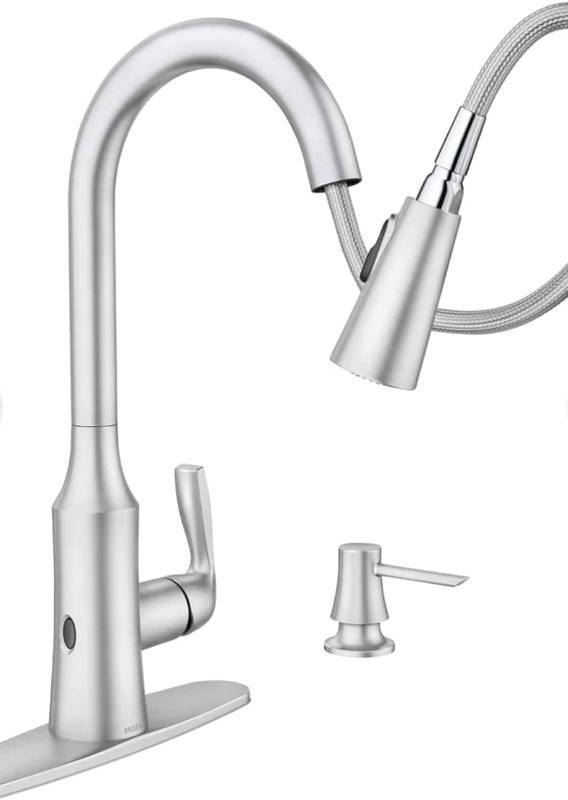 lot 340 image: Moen Cadia 87869EWSRS MotionSense Wave Touchless Activation Pulldown Kitchen Faucet Moen Spot Resistance-Stainless Finish