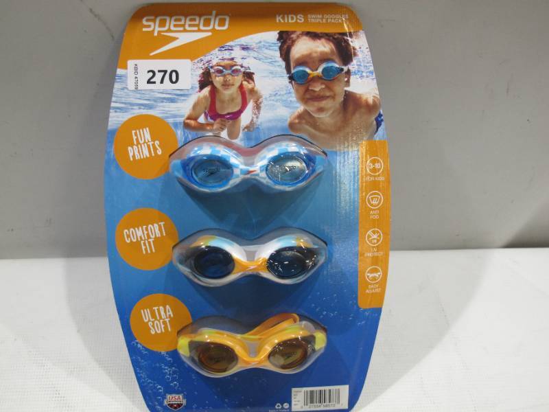 lot 301 image: NEW Kids Speedo Youth Swim Goggles - 3 Pack