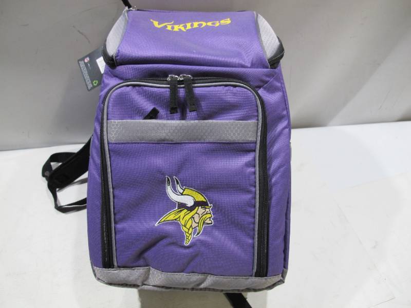 lot 289 image: NEW Rawlings Official NFL Soft-Sided Backpack Cooler, 32-Can Capacity - Minnesota Vikings