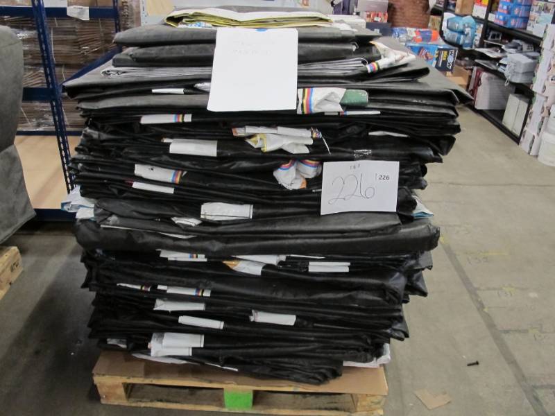 lot 226 image: Pallet of 44 Large Reused Lightweight PE Billboard Tarps