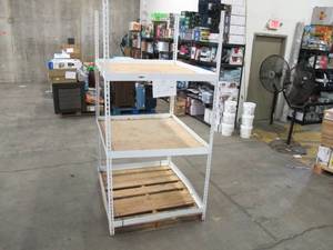 lot 202 image: Adjustable Metal Frame Shelving Built to Fit Onto Pallets - Perfect for Projects