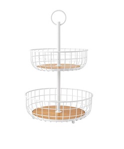 lot 369 image: Members Mark 2 Tier Wire Basket Stand - White