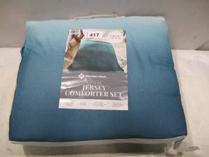 lot 417 image: NEW Members Mark TwinTwin XL 2-Pc. Teal Ombre Jersey Comforter Set