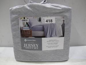 lot 418 image: NEW Members Mark 4-Piece Jersey Sheet Set - Silver Gray - FULL