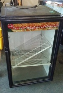 lot 16 image: Glass Front Mini Fridge.