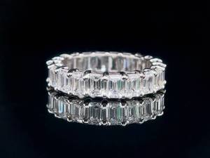 lot 3B image: Breathtaking 4.55 CARAT Emerald Cut Eternity Band in 14k White Gold Eternal Love Symbolized $6800 VIDEO