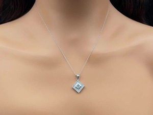 lot 25C image: Dainty White Gold Necklace featuring a Square Diamond Pendant on 18 Chain (Matching Earrings 25B)