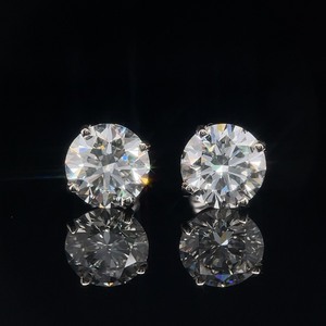 lot 11B image: 4.06 CARAT Round Diamond Stud Earrings, Ideal Cut w IGI Certification Report $18,225 Retail VIDEO