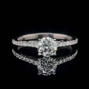 lot 1 image: Gorgeous 1.35 Carat Diamond Round Brilliant Cut Engagement Ring in Stamped 950 Platinum, E COLORVS CLARITY $6,600 Retail VIDEOS