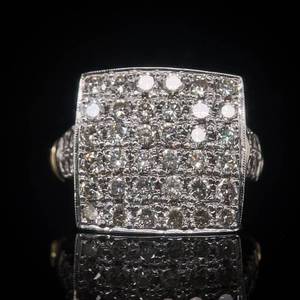 lot 3 image: 2.20 Carat Diamond Square Cluster Openwork Nature Theme Ring in 14k Two-Tone Yellow & White Gold - Big, Bold XL Look $6,550 Retail VIDEO