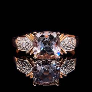 lot 15 image: Estate Treasure Morganite & Diamond Scalloped Geometric Retro Style Ring in 14k Rose Gold $1,825 Retail VIDEO