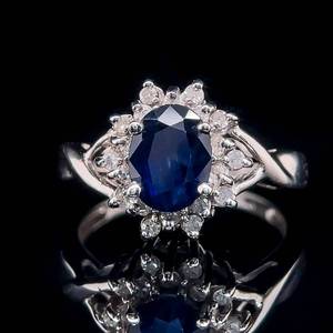 lot 19 image: 1.60 Carat Natural Blue Sapphire & Diamond Oval Cluster Diana Inspired Open Twist Ring in White Gold $1,850 Retail VIDEO