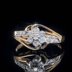lot 30 image: Blooming Diamond Cluster Flower Twisted Nature Theme Estate Ring in 14k Yellow Gold $1,360 Retail VIDEO