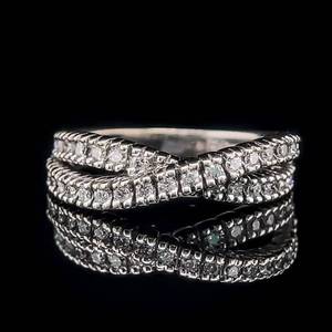 lot 38 image: Popular 0.55 Carat Round Brilliant Cut Diamond Cross-Over Hugs X Ring in 14k White Gold $2,650 Retail VIDEO