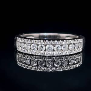 lot 20 image: Dazzling 0.50 Carat Diamond Channel Band Triple Row Ring in 14k White Gold $2,899 Retail VIDEO