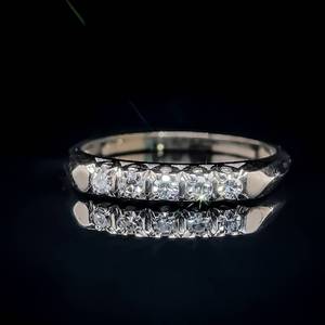lot 32 image: Diamond Round Brilliant Cut 5-Stone Anniversary Ring in 14k White Gold - VS Clarity, Classic Style $1,000 Retail VIDEO