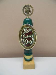 lot 4 image: VINTAGE LEINIES CREAMY DRAFT BEER INDIAN PRINCESS TAP HANDLE WBASE - GREAT OLD SCHOOL PIECE - SEE PICTURES