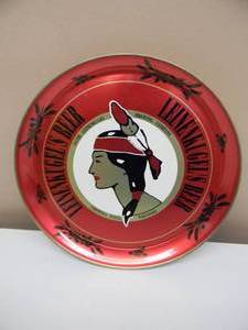 lot 5 image: Vintage Leinenkugels Metal Beer Tray Indian Maiden Chippewa Falls WI - NICE - GREAT OLD SCHOOL PIECE - APPROX 12 - SEE PICTURES