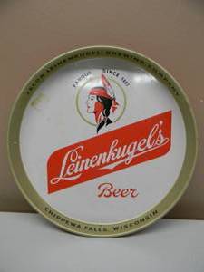 lot 7 image: VINTAGE 1960s LEINENKUGELS METAL BEER TRAY INDIAN MAIDEN CHIPPEWA FALLS WI - NICE - GREAT OLD SCHOOL PIECE - APPROX 12 - SEE PICTURES
