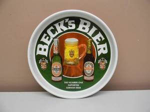 lot 22 image: VINTAGE BECKS BIER Metal Beer Tray - NICE - COOL PIECE - APPROX 13 - SEE PICTURES