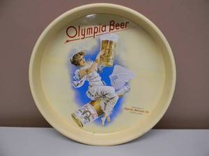 lot 32 image: VINTAGE OLYMPIA BEER Metal Beer Tray - NICE - GREAT PIECE - APPROX 13 - SEE PICTURES