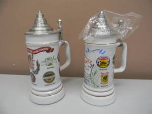 lot 37 image: RARE - VINTAGE 1990 & 1991 SMALL BREWERIES OF WISCONSIN STEINS - LIMITED EDITION OF 20 - BEER CAPITAL OF THE WORLD & 2ND EDITION - NICE - RARE GREAT SET - SEE PICTURES