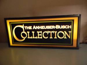 lot 41 image: RARE - VINTAGE THE ANHEUSER-BUSCH COLLECTION LIGHTED SIGN, HEAVY METAL FRAME - WORKS - RARE FANTASTIC PIECE - APPROX 30 By 14 - SEE PICTURES