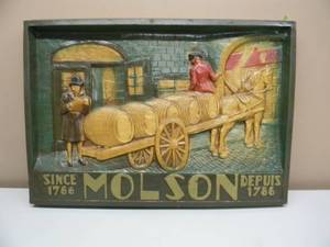 lot 43 image: RARE - VINTAGE MOLSON SINCE DEPUIS 1786 3-D FOAM BAR SIGN - GREAT PIECE - APPROX 29 By 20 - SEE PICTURES