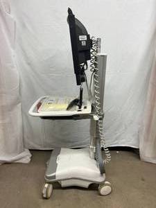 lot 35 image: MSRP $7000 Humanscale Healthcare Medical Point Of Care Medical Cart With Monitor &amp Remote - Untested &amp Needs Some Cleaning - One Just Sold On Ebay For $1000